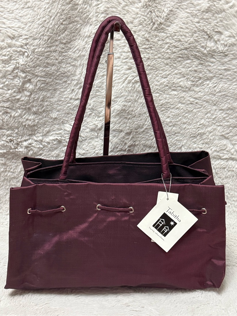 Tabitha Plum Satin Structured Tote